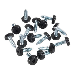 Sealey Numberplate Screw Plastic Enclosed Head 4.8 x 18mm Black - Pack of 50