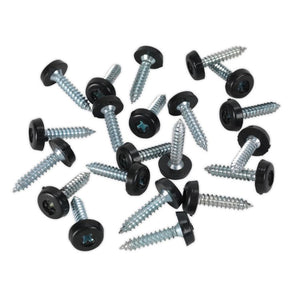 Sealey Numberplate Screw Plastic Enclosed Head 4.8 x 24mm Black - Pack of 50