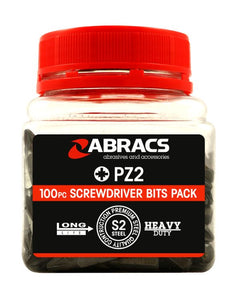 Abracs 25.0mm Screwdriver Bit PZ2 (100pc)