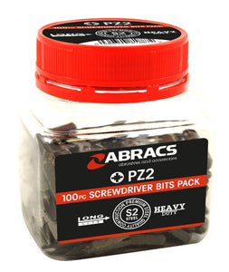 Abracs 25.0mm Screwdriver Bit PZ2 (100pc)