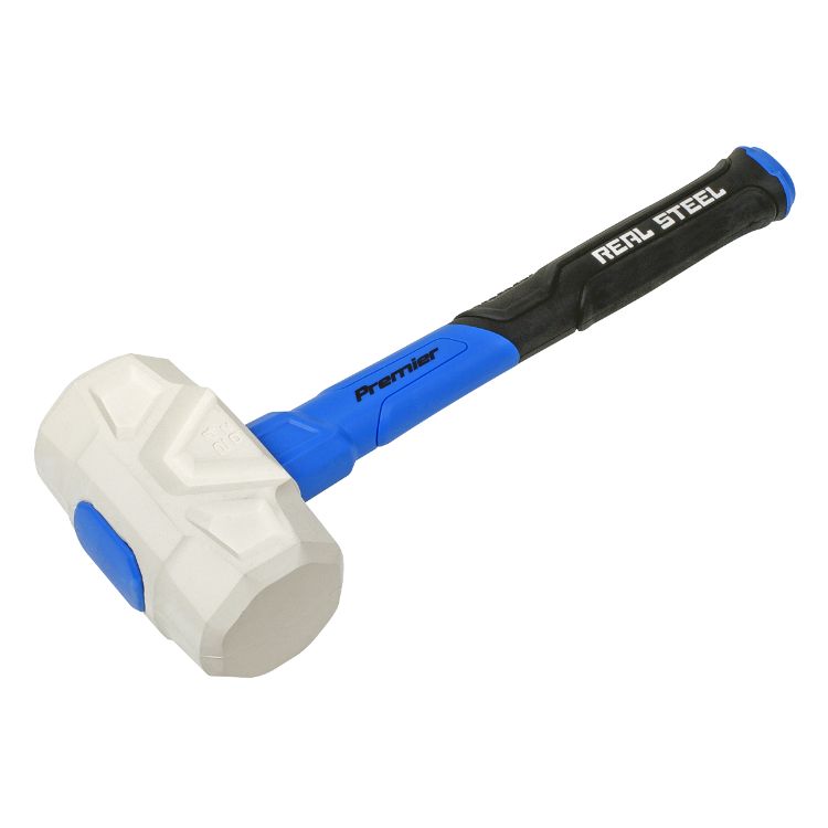 Sealey White Rubber Non-marking Mallet 24oz Fibreglass Shaft (Premier)