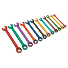 Load image into Gallery viewer, Sealey Ratchet Combination Spanner Set 12pc Metric Multi-Coloured (Siegen)
