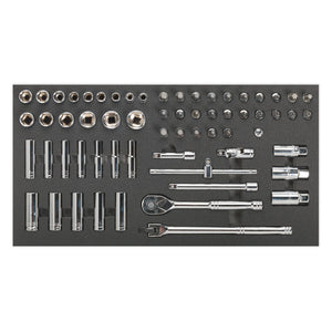 Sealey Tool Tray, Socket Set 62pc 3/8" Sq Drive Metric (Siegen)