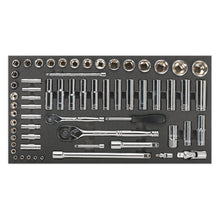 Load image into Gallery viewer, Sealey Tool Tray, Socket Set 62pc 1/4&quot; &amp; 1/2&quot; Sq Drive Metric (Siegen)
