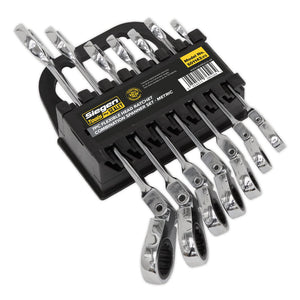 Sealey Flexi-Head Ratchet Combination Spanner Set 7pc Metric (Siegen)