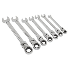 Load image into Gallery viewer, Sealey Flexi-Head Ratchet Combination Spanner Set 7pc Metric (Siegen)
