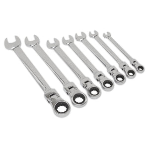 Sealey Flexi-Head Ratchet Combination Spanner Set 7pc Metric (Siegen)