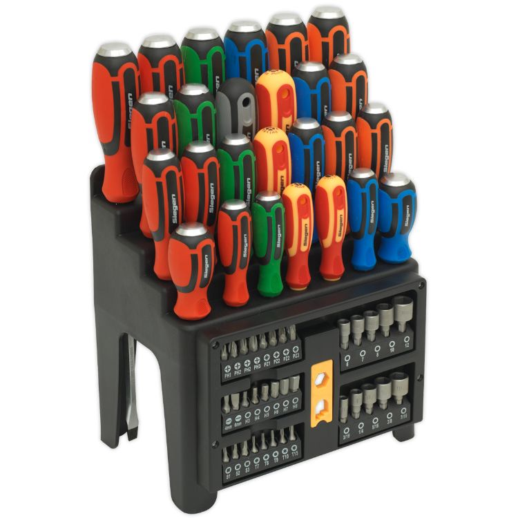 Sealey Hammer-Thru Screwdriver, Bit & Nut Driver Set 61pc (Siegen)