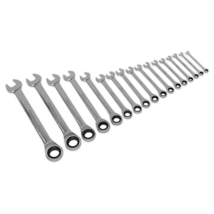 Sealey Combination Ratchet Spanner Set 17pc Metric (Siegen)