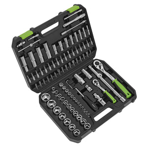 Sealey Topchest & Rollcab Combination 6 Drawer Ball-Bearing Slides - Black & 170pc Tool Kit