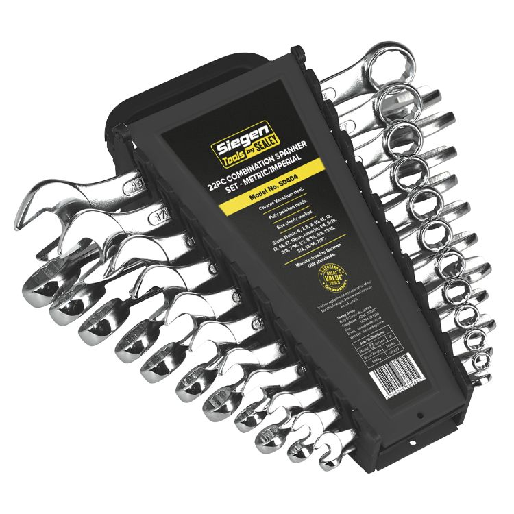 Sealey Combination Spanner Set 22pc - Metric/Imperial (Siegen)