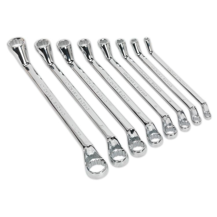 Sealey Deep Offset Ring Spanner Set 8pc - Metric (Siegen)