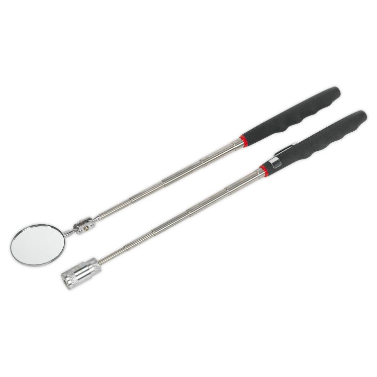 Sealey Telescopic Magnetic LED Pick-Up Tool & Inspection Mirror Set 2pc (Siegen)