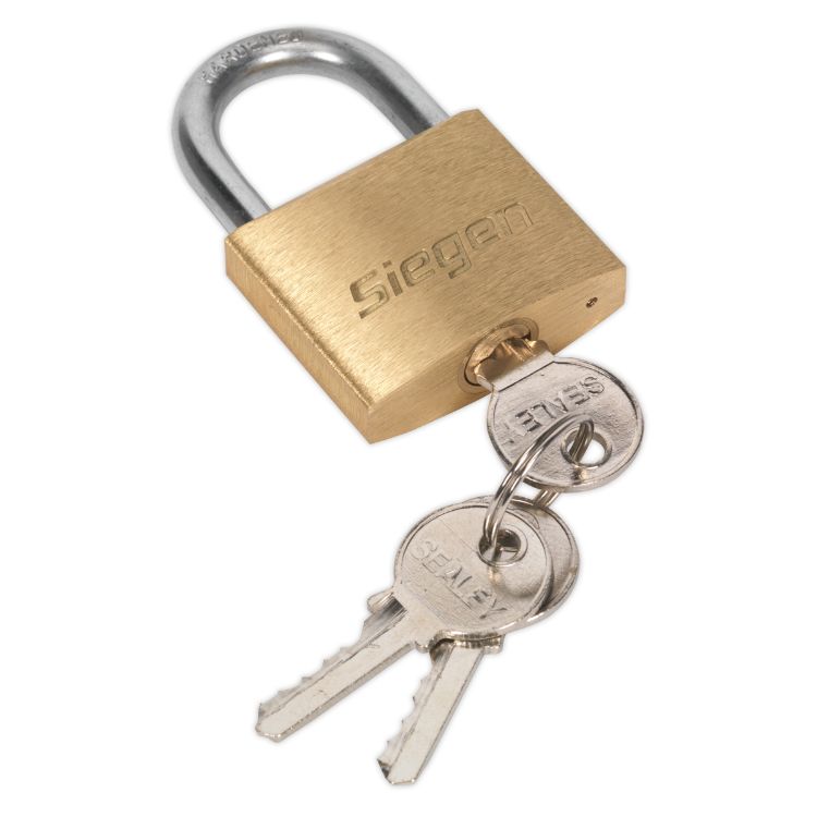 Sealey Brass Body Padlock 40mm - Brass Cylinder