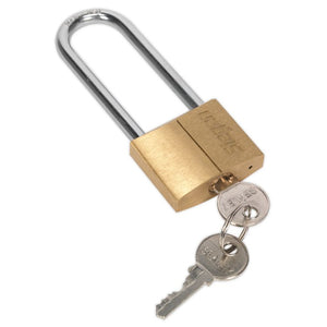 Sealey Brass Body Padlock 40mm - Brass Cylinder, Long Shackle