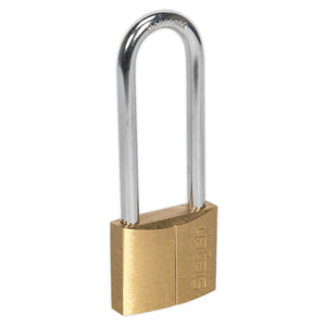 Sealey Brass Body Padlock 40mm - Brass Cylinder, Long Shackle