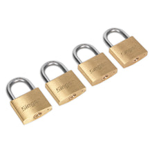 Load image into Gallery viewer, Sealey Brass Body Padlock 40mm - Brass Cylinder (Keyed Alike) - Pack of 4
