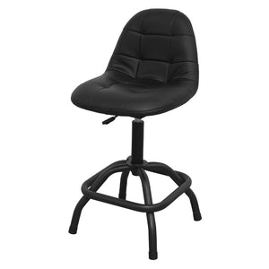 Sealey Workshop Stool Pneumatic, Adjustable Height Swivel Seat & Back Rest (660-800mm)