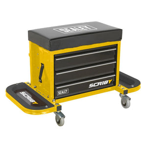 Sealey Mechanic's Utility Seat & Toolbox - Yellow