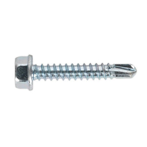 Sealey Self-Drilling Screw 4.2 x 25mm Hex Head Zinc - Pack of 100