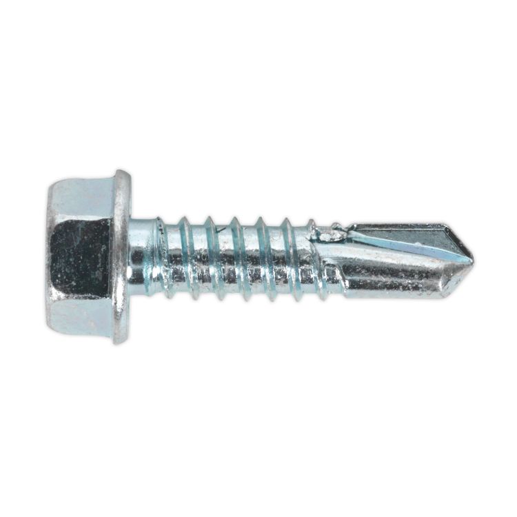 Sealey Self-Drilling Screw 6.3 x 25mm Hex Head Zinc - Pack of 100