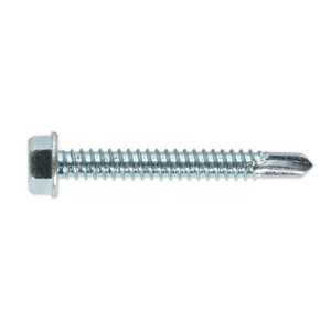 Sealey Self-Drilling Screw 6.3 x 50mm Hex Head Zinc - Pack of 100