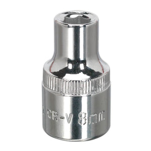 Sealey WallDrive Socket 8mm 1/2" Sq Drive - Fully Polished (Premier) - 6pt