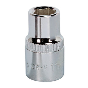 Sealey WallDrive Socket 11mm 1/2" Sq Drive - Fully Polished (Premier) - 6pt