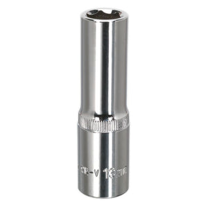 Sealey WallDrive Socket 13mm 1/2" Sq Drive - Deep, Fully Polished (Premier) - 6pt