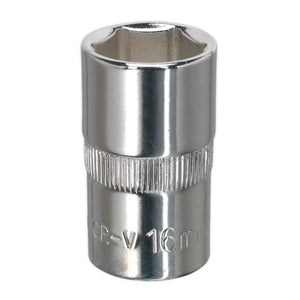 Sealey WallDrive Socket 16mm 1/2" Sq Drive - Fully Polished (Premier) - 6pt