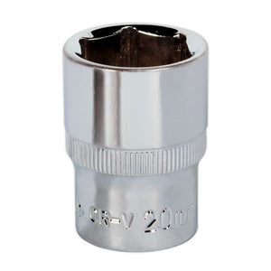 Sealey WallDrive Socket 20mm 1/2" Sq Drive - Fully Polished (Premier) - 6pt