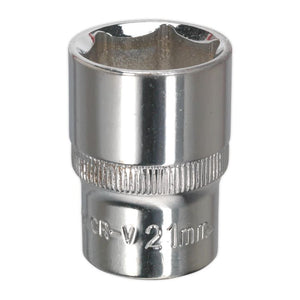 Sealey WallDrive Socket 21mm 1/2" Sq Drive - Fully Polished (Premier) - 6pt