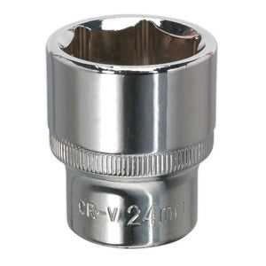 Sealey WallDrive Socket 24mm 1/2" Sq Drive - Fully Polished (Premier) - 6pt