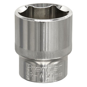 Sealey WallDrive Socket 27mm 1/2" Sq Drive - Fully Polished (Premier) - 6pt