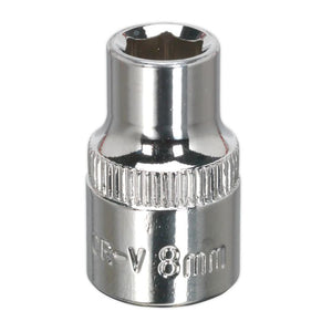 Sealey WallDrive Socket 8mm 3/8" Sq Drive - Fully Polished (Premier) - 6pt