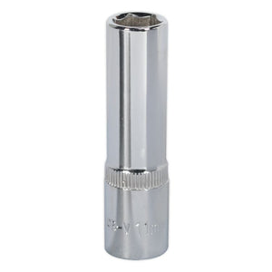 Sealey WallDrive Socket 11mm 3/8" Sq Drive - Deep, Fully Polished (Premier) - 6pt