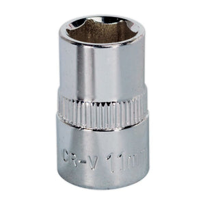 Sealey WallDrive Socket 11mm 3/8" Sq Drive - Fully Polished (Premier) - 6pt