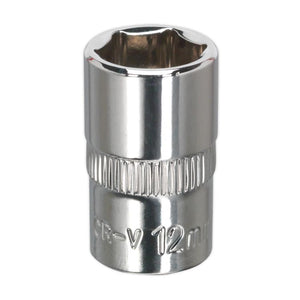 Sealey WallDrive Socket 12mm 3/8" Sq Drive - Fully Polished (Premier) - 6pt