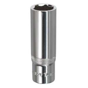 Sealey WallDrive Socket 14mm 3/8" Sq Drive - Deep, Fully Polished (Premier) - 6pt