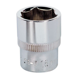 Sealey WallDrive Socket 16mm 3/8" Sq Drive - Fully Polished (Premier) - 6pt