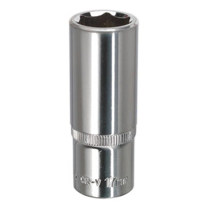 Sealey WallDrive Socket 17mm 3/8" Sq Drive - Deep, Fully Polished (Premier) - 6pt