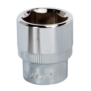 Sealey WallDrive Socket 18mm 3/8" Sq Drive - Fully Polished (Premier) - 6pt