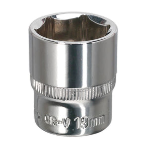 Sealey WallDrive Socket 19mm 3/8" Sq Drive - Fully Polished (Premier) - 6pt