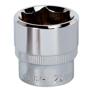 Sealey WallDrive Socket 22mm 3/8" Sq Drive - Fully Polished (Premier) - 6pt