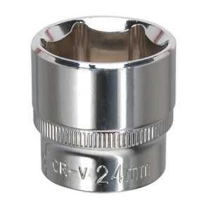 Sealey WallDrive Socket 24mm 3/8" Sq Drive - Fully Polished (Premier) - 6pt