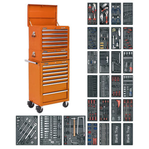 Sealey Toolchest Combination 14 Drawer Ball-Bearing Slides - Orange & 1179pc Tool Kit