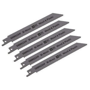 Sealey Reciprocating Saw Blade Wood & Plastics 150mm (6") 10tpi - Pack of 5