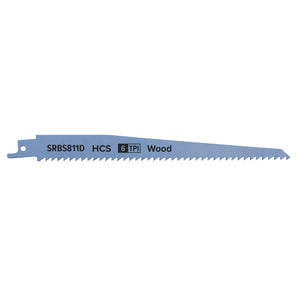 Sealey Reciprocating Saw Blade Clean Wood 200mm (8") 6tpi - Pack of 5