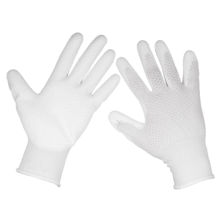 Sealey White Precision Grip Gloves Large - Pair