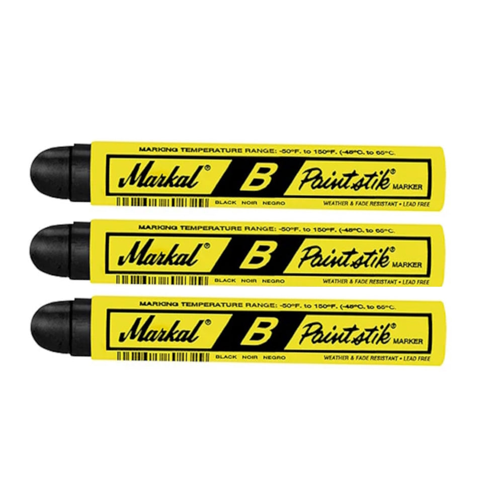 Markal - B Paintstik - Original Marker for Rough, Rusty, Smooth or Dirty Surfaces - Pack of 3